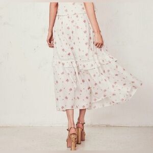 LoveShackFancy Iman Pleated Floral Midi Skirt
